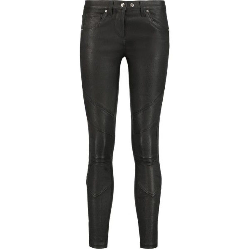 IRO Jelena FW ‘23 black 100% leather Mid-Rise pants slim leg, pockets moto EU 40